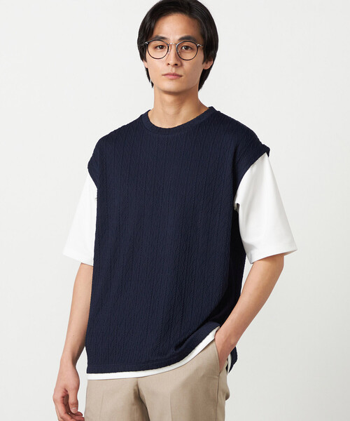 COMME CA ISM(コムサイズム)の「ケーブルレイヤードTシャツ(Tシャツ/カットソー・メンズ・グレー/ホワイト/ミント/ネイビー・LARGE/MEDIUM)」の16枚目の写真