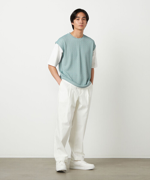 COMME CA ISM(コムサイズム)の「ケーブルレイヤードTシャツ(Tシャツ/カットソー・メンズ・グレー/ホワイト/ミント/ネイビー・LARGE/MEDIUM)」の18枚目の写真