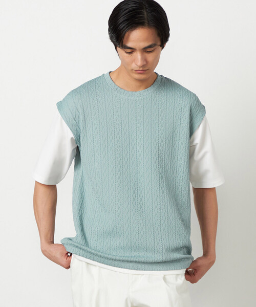 COMME CA ISM(コムサイズム)の「ケーブルレイヤードTシャツ(Tシャツ/カットソー・メンズ・グレー/ホワイト/ミント/ネイビー・LARGE/MEDIUM)」の19枚目の写真