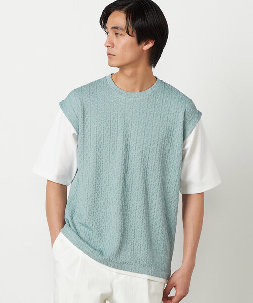 COMME CA ISM(コムサイズム)の「ケーブルレイヤードTシャツ(Tシャツ/カットソー・メンズ・グレー/ホワイト/ミント/ネイビー・LARGE/MEDIUM)」の20枚目の写真