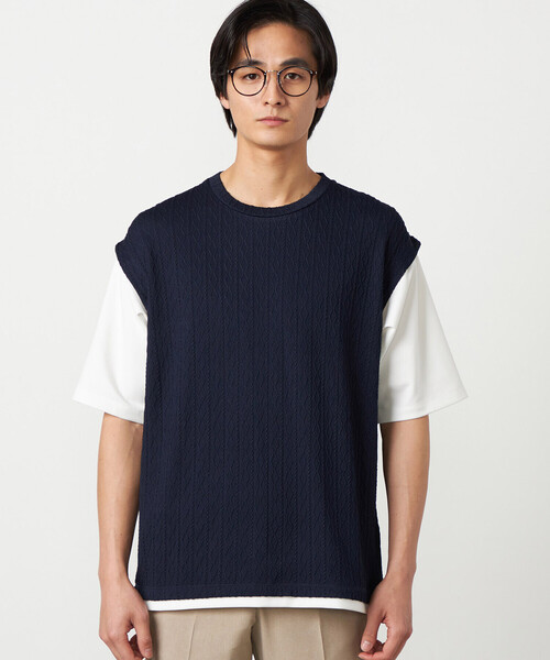 COMME CA ISM(コムサイズム)の「ケーブルレイヤードTシャツ(Tシャツ/カットソー・メンズ・グレー/ホワイト/ミント/ネイビー・LARGE/MEDIUM)」の21枚目の写真