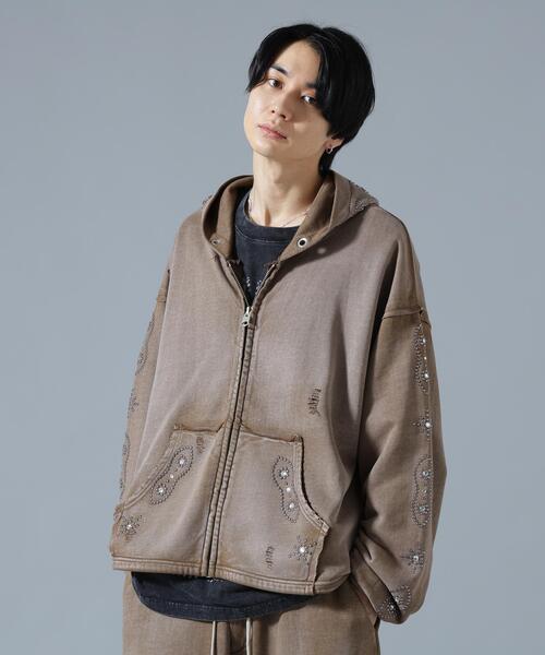 DANKE SCHON（ダンケシェーン）の「DankeSchon/ダンケシェーン/STUDS SWEAT ZIP HOODIE（パーカー・レディース・ネイビー/ブラウン/グレー・S/M/L）」の4枚目の写真