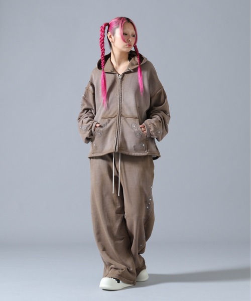 DANKE SCHON（ダンケシェーン）の「DankeSchon/ダンケシェーン/STUDS SWEAT ZIP HOODIE（パーカー・レディース・ネイビー/ブラウン/グレー・S/M/L）」の19枚目の写真