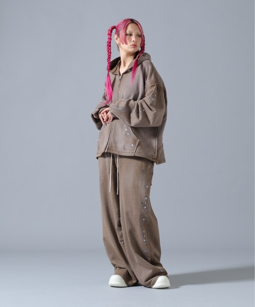 DANKE SCHON（ダンケシェーン）の「DankeSchon/ダンケシェーン/STUDS SWEAT ZIP HOODIE（パーカー・レディース・ネイビー/ブラウン/グレー・S/M/L）」の20枚目の写真