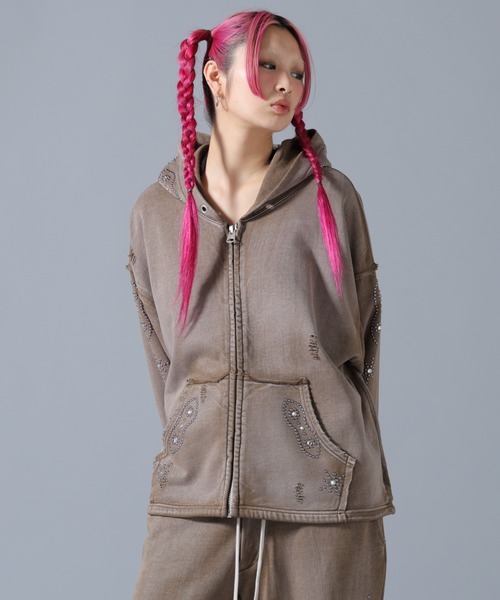 DANKE SCHON（ダンケシェーン）の「DankeSchon/ダンケシェーン/STUDS SWEAT ZIP HOODIE（パーカー・レディース・ネイビー/ブラウン/グレー・S/M/L）」の22枚目の写真