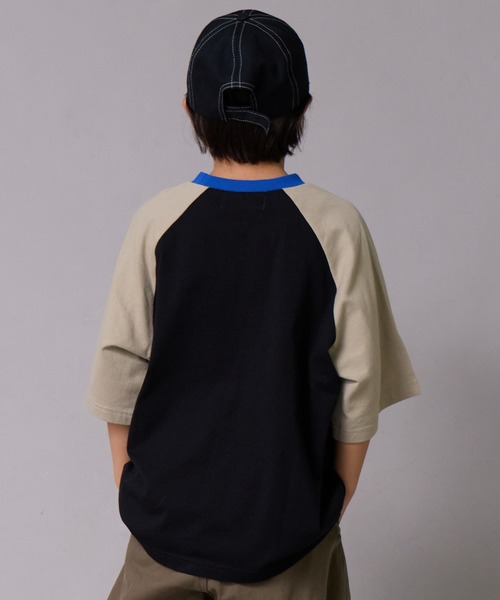 PAIRMANON STREET(ペアマノンストリート)の「【綿100%】配色ラグラン ワンポイント刺繍 半袖 Tシャツ【PAIRMANON STREET】(Tシャツ/カットソー・キッズ・ホワイト/ベージュ/ブラック/グレー/ブルー・140/130/150/110/160/120/90/100)」の10枚目の写真