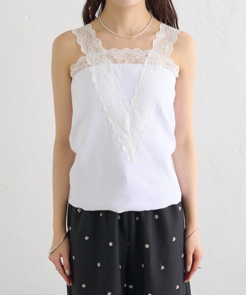 mystic(ミスティック)の「パット付きVレースタンクトップ(タンクトップ・レディース・ブラック/オフホワイト/グレー・FREE)」の9枚目の写真