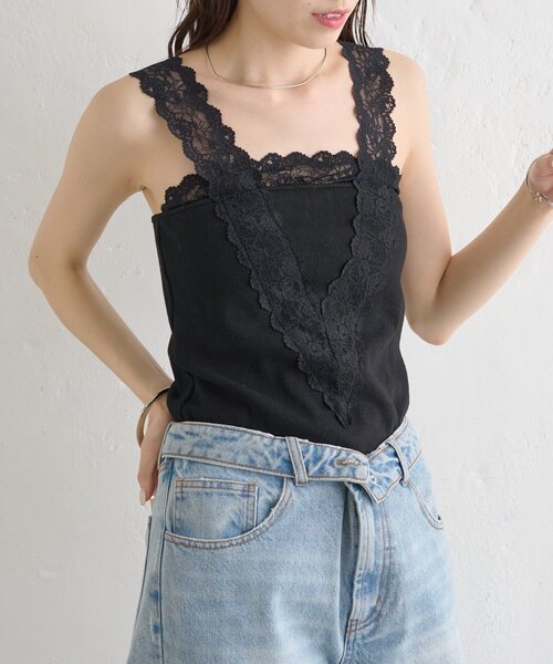 mystic(ミスティック)の「パット付きVレースタンクトップ(タンクトップ・レディース・ブラック/オフホワイト/グレー・FREE)」の16枚目の写真