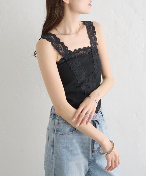 mystic(ミスティック)の「パット付きVレースタンクトップ(タンクトップ・レディース・ブラック/オフホワイト/グレー・FREE)」の18枚目の写真