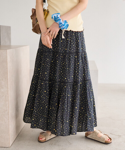 FREAK'S STORE(フリークスストア)の「インド はしごレース ティアード マキシスカート(スカート・レディース・オフホワイト/ラベンダー/その他2/ダークブラウン/ブラック/その他15・フリ-)」の6枚目の写真