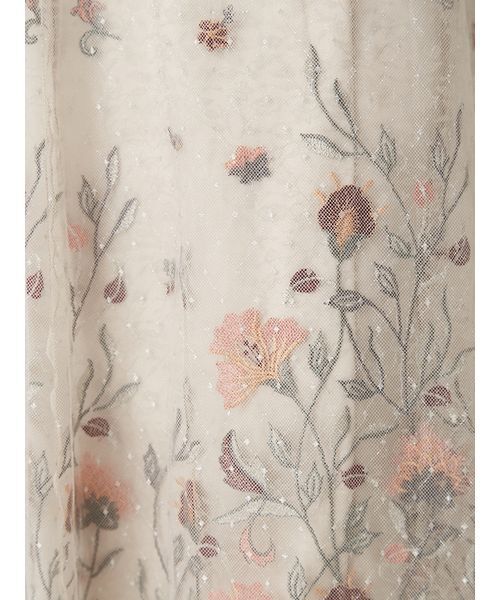 FRAY I.D（フレイアイディー）の「フラワーエンブロイダリーチュールレイヤードドレス（ドレス・レディース・グレイッシュベージュ/ブラック・0/1）」の6枚目の写真