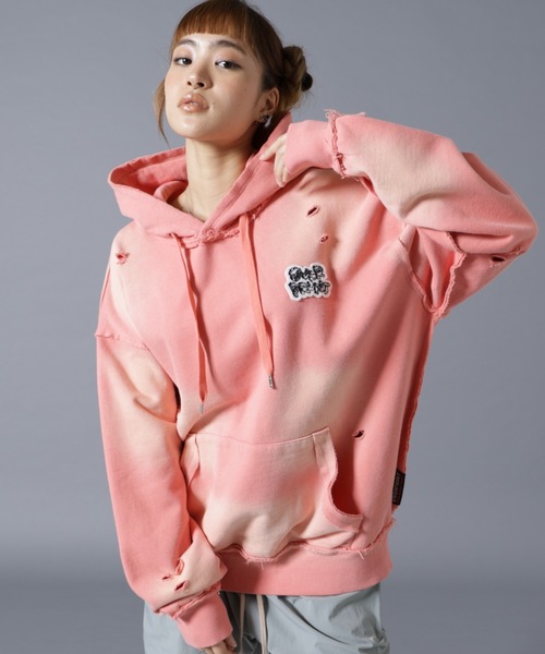 over print(オーバープリント)の「overprint/オーバープリント/PATCH Hoodie(パーカー・レディース・ブラック/ピンク・M/L/S)」の1枚目の写真