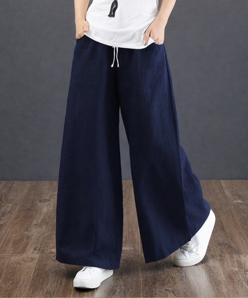 SallyLunn(サリーラン)の「ナチュラルリネンタッチ ワイドパンツ(その他パンツ・レディース・ホワイト/グレー/カーキ/ブラック/ネイビー・MEDIUM/LARGE)」の12枚目の写真