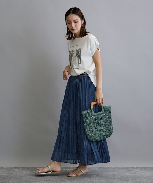 NICOLE white（ニコルホワイト）の「シアーデニムプリーツスカート（スカート・レディース・サックスブルー/ブルー・FREE）」の7枚目の写真