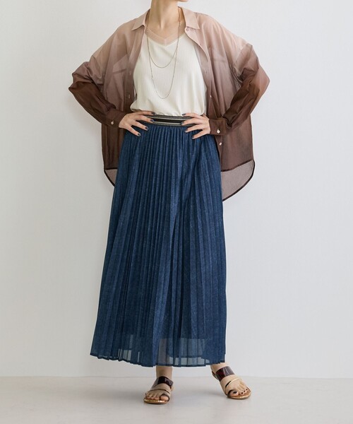 NICOLE white（ニコルホワイト）の「シアーデニムプリーツスカート（スカート・レディース・サックスブルー/ブルー・FREE）」の8枚目の写真