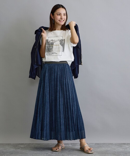 NICOLE white（ニコルホワイト）の「シアーデニムプリーツスカート（スカート・レディース・サックスブルー/ブルー・FREE）」の9枚目の写真