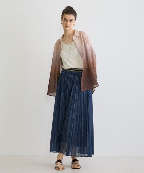NICOLE white（ニコルホワイト）の「シアーデニムプリーツスカート（スカート・レディース・サックスブルー/ブルー・FREE）」の11枚目の写真