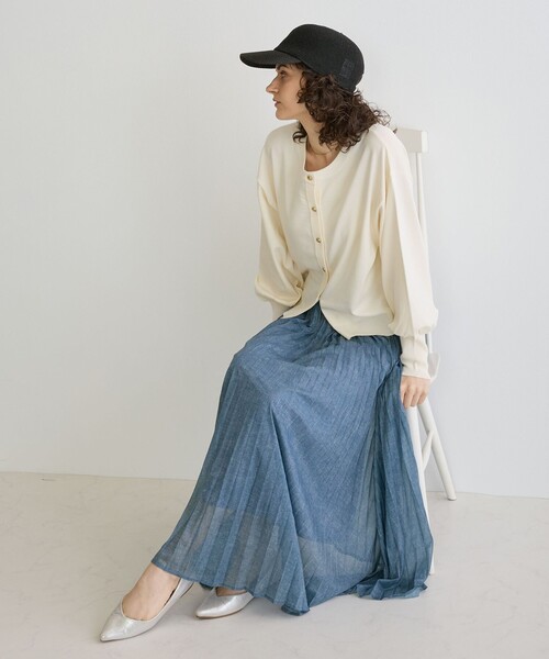 NICOLE white（ニコルホワイト）の「シアーデニムプリーツスカート（スカート・レディース・サックスブルー/ブルー・FREE）」の12枚目の写真