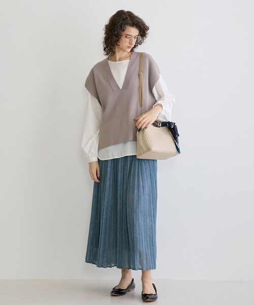 NICOLE white（ニコルホワイト）の「シアーデニムプリーツスカート（スカート・レディース・サックスブルー/ブルー・FREE）」の14枚目の写真