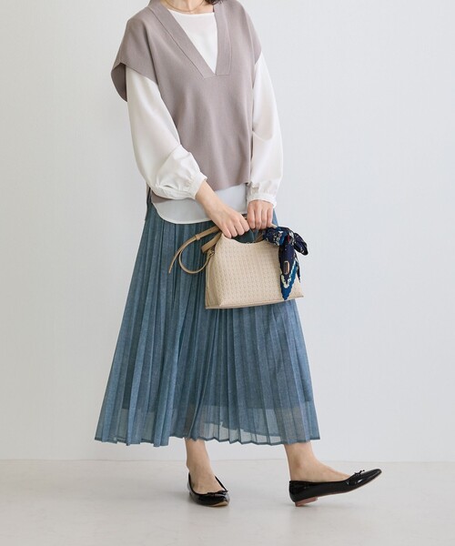 NICOLE white（ニコルホワイト）の「シアーデニムプリーツスカート（スカート・レディース・サックスブルー/ブルー・FREE）」の15枚目の写真