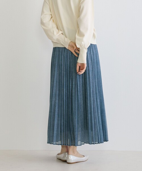 NICOLE white（ニコルホワイト）の「シアーデニムプリーツスカート（スカート・レディース・サックスブルー/ブルー・FREE）」の17枚目の写真