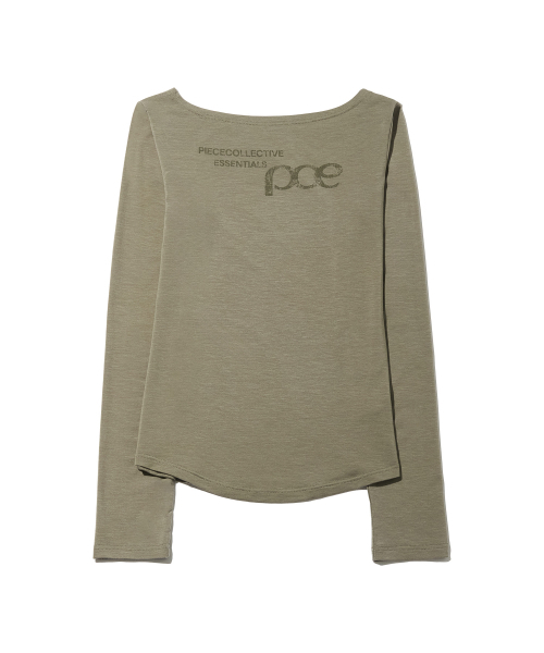 PIECEMAKER（ピースメーカー）の「PCE クラックロゴボートネックスリムロングスリーブ（カーキ）（Tシャツ/カットソー・レディース・その他・FREE）」の4枚目の写真