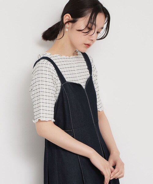 THE SHOP TK (ザ ショップ ティーケー )の「さりげないフリルがアクセント チェック柄5分袖カットソー(Tシャツ/カットソー・レディース・ダークブラウン/ブラック/アイボリー・13/12)」の21枚目の写真