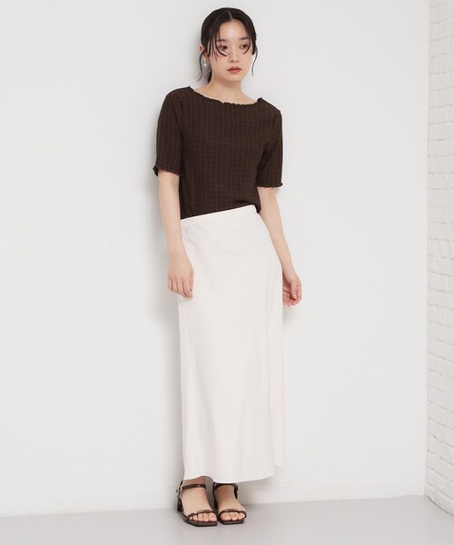 THE SHOP TK (ザ ショップ ティーケー )の「さりげないフリルがアクセント チェック柄5分袖カットソー(Tシャツ/カットソー・レディース・ダークブラウン/ブラック/アイボリー・13/12)」の13枚目の写真