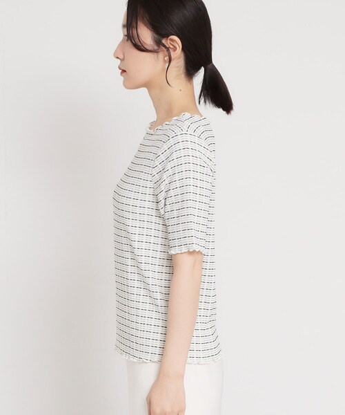 THE SHOP TK (ザ ショップ ティーケー )の「さりげないフリルがアクセント チェック柄5分袖カットソー(Tシャツ/カットソー・レディース・ダークブラウン/ブラック/アイボリー・13/12)」の16枚目の写真