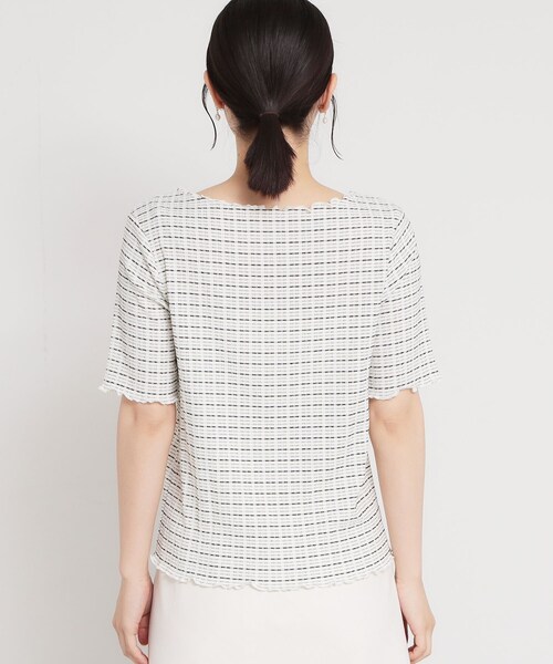 THE SHOP TK (ザ ショップ ティーケー )の「さりげないフリルがアクセント チェック柄5分袖カットソー(Tシャツ/カットソー・レディース・ダークブラウン/ブラック/アイボリー・13/12)」の17枚目の写真