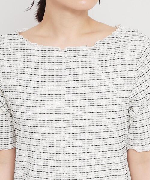THE SHOP TK (ザ ショップ ティーケー )の「さりげないフリルがアクセント チェック柄5分袖カットソー(Tシャツ/カットソー・レディース・ダークブラウン/ブラック/アイボリー・13/12)」の18枚目の写真