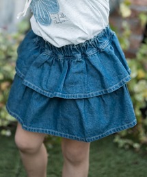 RIO（リオ）の「【接触冷感】アトリエデニム・フロレット(2段フリルショートパンツ)（デニムパンツ）」