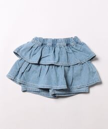 RIO（リオ）の「【接触冷感】アトリエデニム・フロレット(2段フリルショートパンツ)（デニムパンツ）」