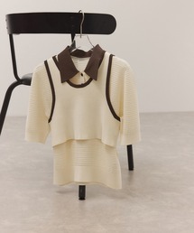 ADAM ET ROPE' | 【サステナブル】タンクコンビパターンポロニット(ポロシャツ)