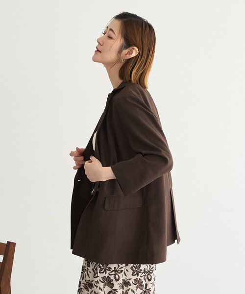 YECCA VECCA（イェッカヴェッカ）の「【マシンウォッシャブル】リネンライクジャケット（テーラードジャケット・レディース・ネイビー/ライトベージュ/ブラウン・FREE）」の17枚目の写真