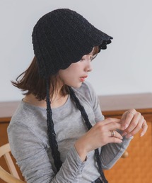 polcadot | クロシェハット / かぎ編み ストラップ付き ナチュラル フリーサイズ(ハット)