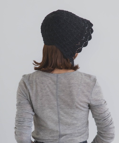 polcadot（ポルカドット）の「クロシェハット / かぎ編み ストラップ付き ナチュラル フリーサイズ（ハット・レディース・ベージュ/ブラック・FREE）」の10枚目の写真