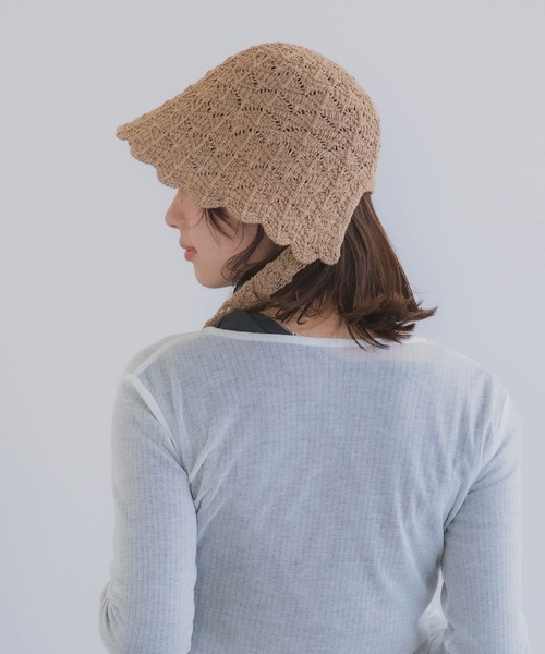 polcadot（ポルカドット）の「クロシェハット / かぎ編み ストラップ付き ナチュラル フリーサイズ（ハット・レディース・ベージュ/ブラック・FREE）」の20枚目の写真