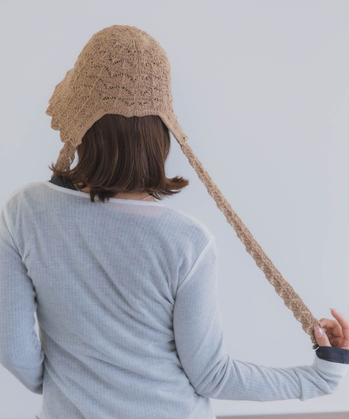polcadot（ポルカドット）の「クロシェハット / かぎ編み ストラップ付き ナチュラル フリーサイズ（ハット・レディース・ベージュ/ブラック・FREE）」の21枚目の写真