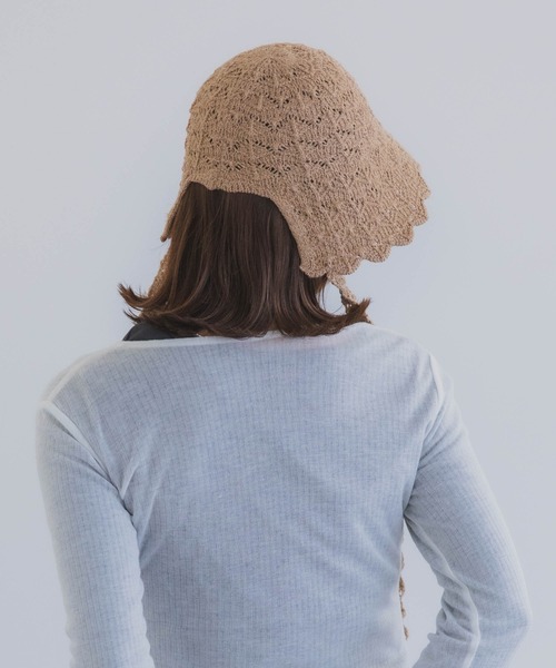 polcadot（ポルカドット）の「クロシェハット / かぎ編み ストラップ付き ナチュラル フリーサイズ（ハット・レディース・ベージュ/ブラック・FREE）」の22枚目の写真