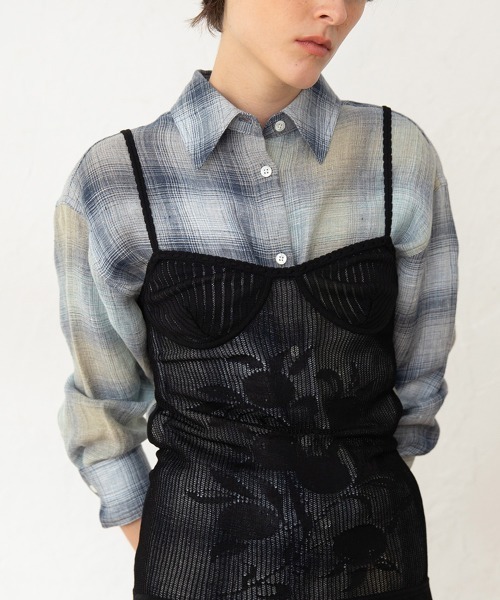 leinwande（ラインヴァンド）の「【leinwande】26SS新作 Combination Check Shirts（シャツ/ブラウス・レディース・ブルー/オレンジ・ONE SIZE）」の3枚目の写真