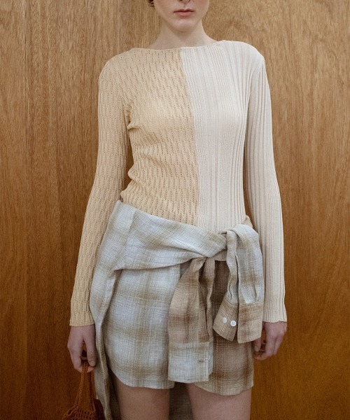 leinwande（ラインヴァンド）の「【leinwande】26SS新作 Combination Check Shirts（シャツ/ブラウス・レディース・ブルー/オレンジ・ONE SIZE）」の7枚目の写真