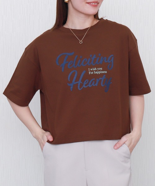 libelle more（リベル モア）の「USAコットンショート丈プリントTシャツ【接触冷感】（Tシャツ/カットソー・レディース・ブラック/ブラウン/オフホワイト/チャコールグレー・L/M）」の4枚目の写真