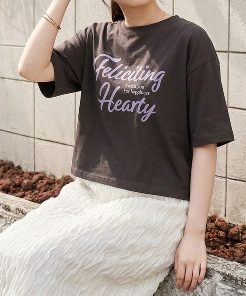 libelle more（リベル モア）の「USAコットンショート丈プリントTシャツ【接触冷感】（Tシャツ/カットソー・レディース・ブラック/ブラウン/オフホワイト/チャコールグレー・L/M）」の3枚目の写真