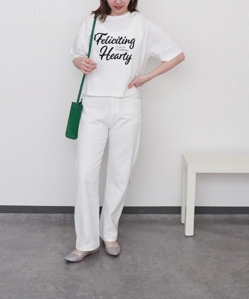 libelle more（リベル モア）の「USAコットンショート丈プリントTシャツ【接触冷感】（Tシャツ/カットソー・レディース・ブラック/ブラウン/オフホワイト/チャコールグレー・L/M）」の5枚目の写真