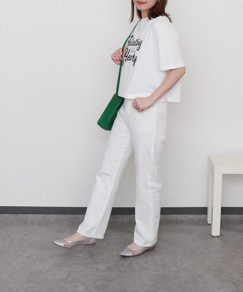 libelle more（リベル モア）の「USAコットンショート丈プリントTシャツ【接触冷感】（Tシャツ/カットソー・レディース・ブラック/ブラウン/オフホワイト/チャコールグレー・L/M）」の6枚目の写真