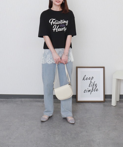 libelle more（リベル モア）の「USAコットンショート丈プリントTシャツ【接触冷感】（Tシャツ/カットソー・レディース・ブラック/ブラウン/オフホワイト/チャコールグレー・L/M）」の14枚目の写真