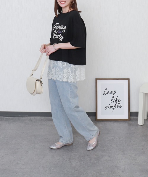 libelle more（リベル モア）の「USAコットンショート丈プリントTシャツ【接触冷感】（Tシャツ/カットソー・レディース・ブラック/ブラウン/オフホワイト/チャコールグレー・L/M）」の15枚目の写真