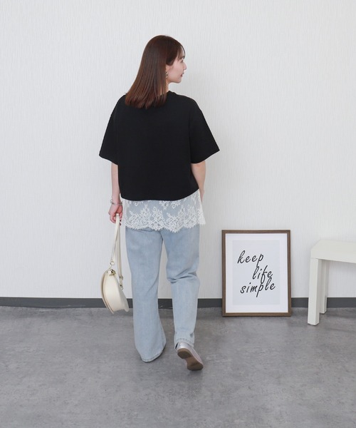 libelle more（リベル モア）の「USAコットンショート丈プリントTシャツ【接触冷感】（Tシャツ/カットソー・レディース・ブラック/ブラウン/オフホワイト/チャコールグレー・L/M）」の16枚目の写真