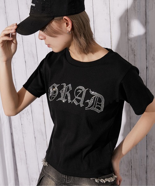 セール】《ラインストーンロゴ×短丈》Tシャツ／Y2K／春夏／全2色（T